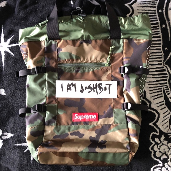 supreme tote backpack woodland camo